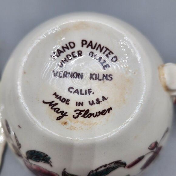 Vernon Kilns California May Flower Hand Painted Tea Cup & Saucer Set USA Garden - Picture 6 of 8